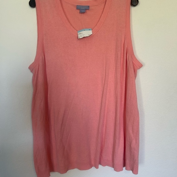 NWT Laura Scott Sleeveless Solid Pink Round Neck Pullover Sweater Too 2X - Picture 3 of 10